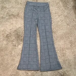 Gray Plaid Flare Pants